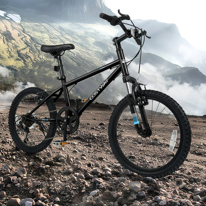 24 Inch Kids Mountain Bike Child Bicycle for Boys Girls Aged 8+ Years Old Black