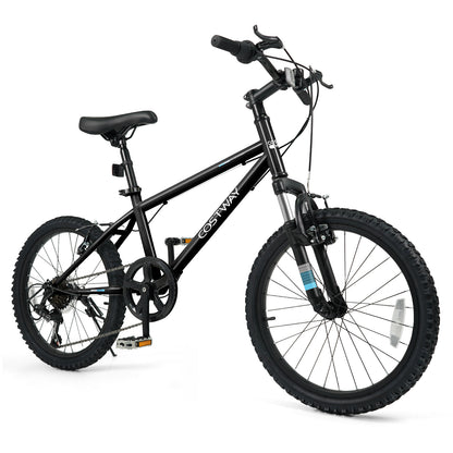 24 Inch Kids Mountain Bike Child Bicycle for Boys Girls Aged 8+ Years Old Black