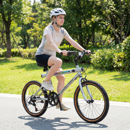 20 Inch LED-lit Cycling Bike with 2 Speakers and Ambient Lights for Men and Women-Black
