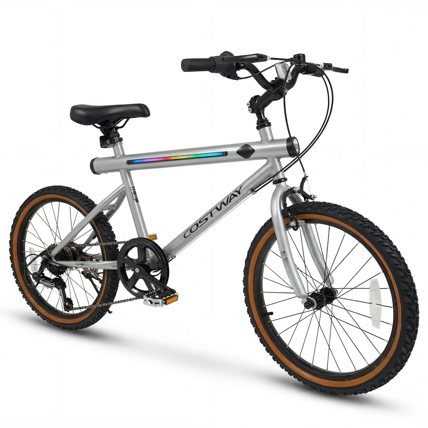 20 Inch LED-lit Cycling Bike with 2 Speakers and Ambient Lights for Men and Women-Black