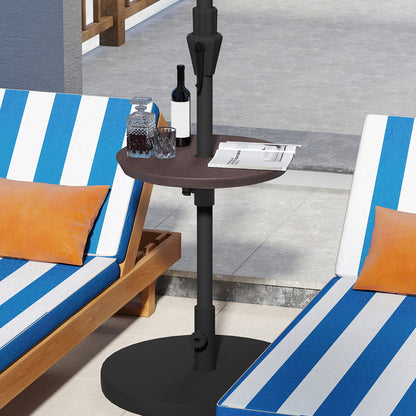 20 Inch Outdoor Adjustable Umbrella Table for 2 Sizes Patio Umbrella Pole-Coffee
