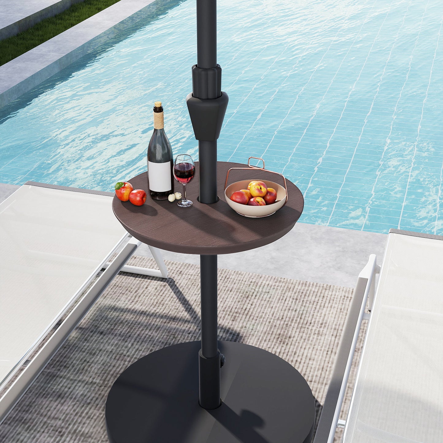 20 Inch Outdoor Adjustable Umbrella Table for 2 Sizes Patio Umbrella Pole-Coffee