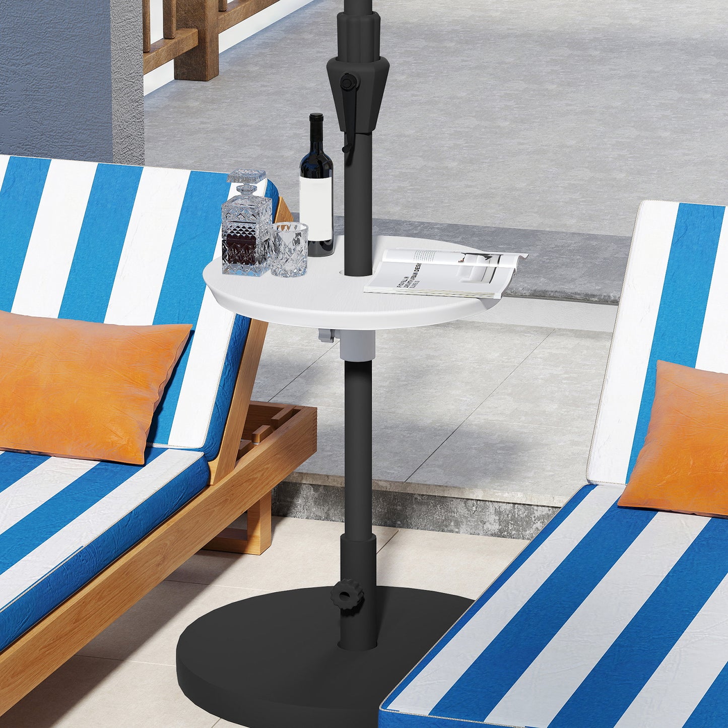 20 Inch Outdoor Adjustable Umbrella Table for 2 Sizes Patio Umbrella Pole-Coffee