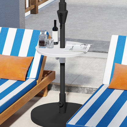 20 Inch Outdoor Adjustable Umbrella Table for 2 Sizes Patio Umbrella Pole-Coffee