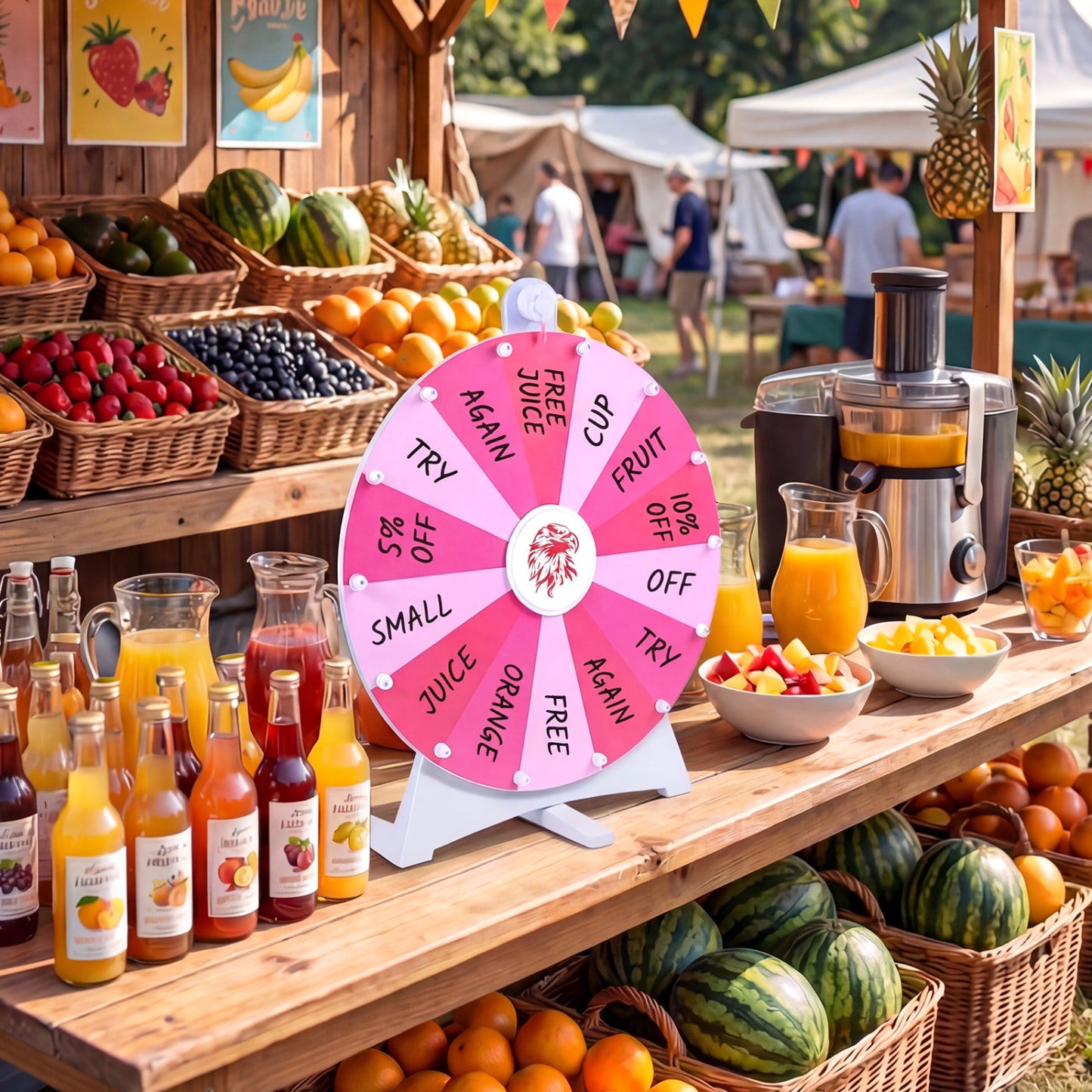 20 Inches 14 Slots Spin Wheel with Blackboard Marker for Prizes-Multicolor