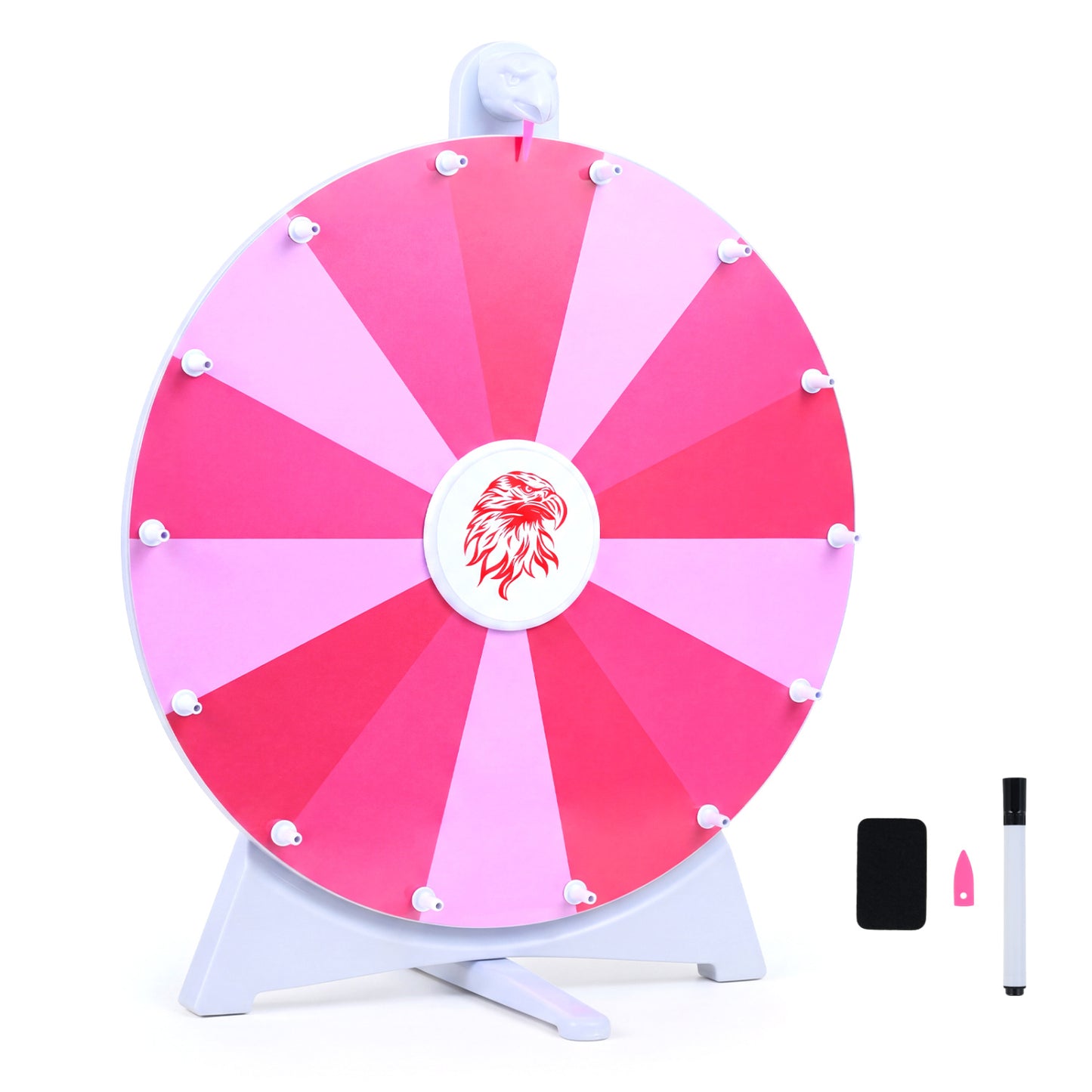 20 Inches 14 Slots Spin Wheel with Blackboard Marker for Prizes-Multicolor
