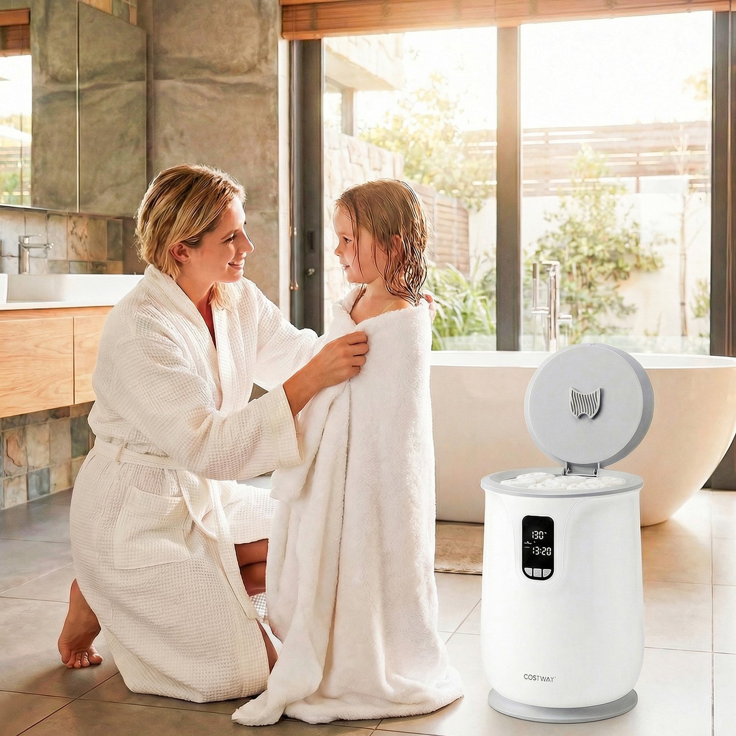 20 L Large Blanket Towel Warmer for Bathroom with 3 Heat Levels-White