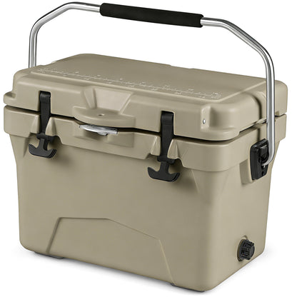 20 Quart Portable Hard Cooler with Built-in Ruler and Bottle-Gray