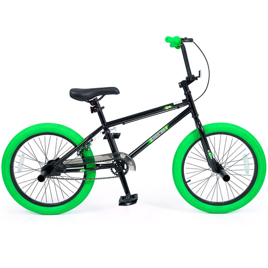 20" Trick Bicycle with 360 Degree Steering and Adjustable Seat for Kids and Teens-Green