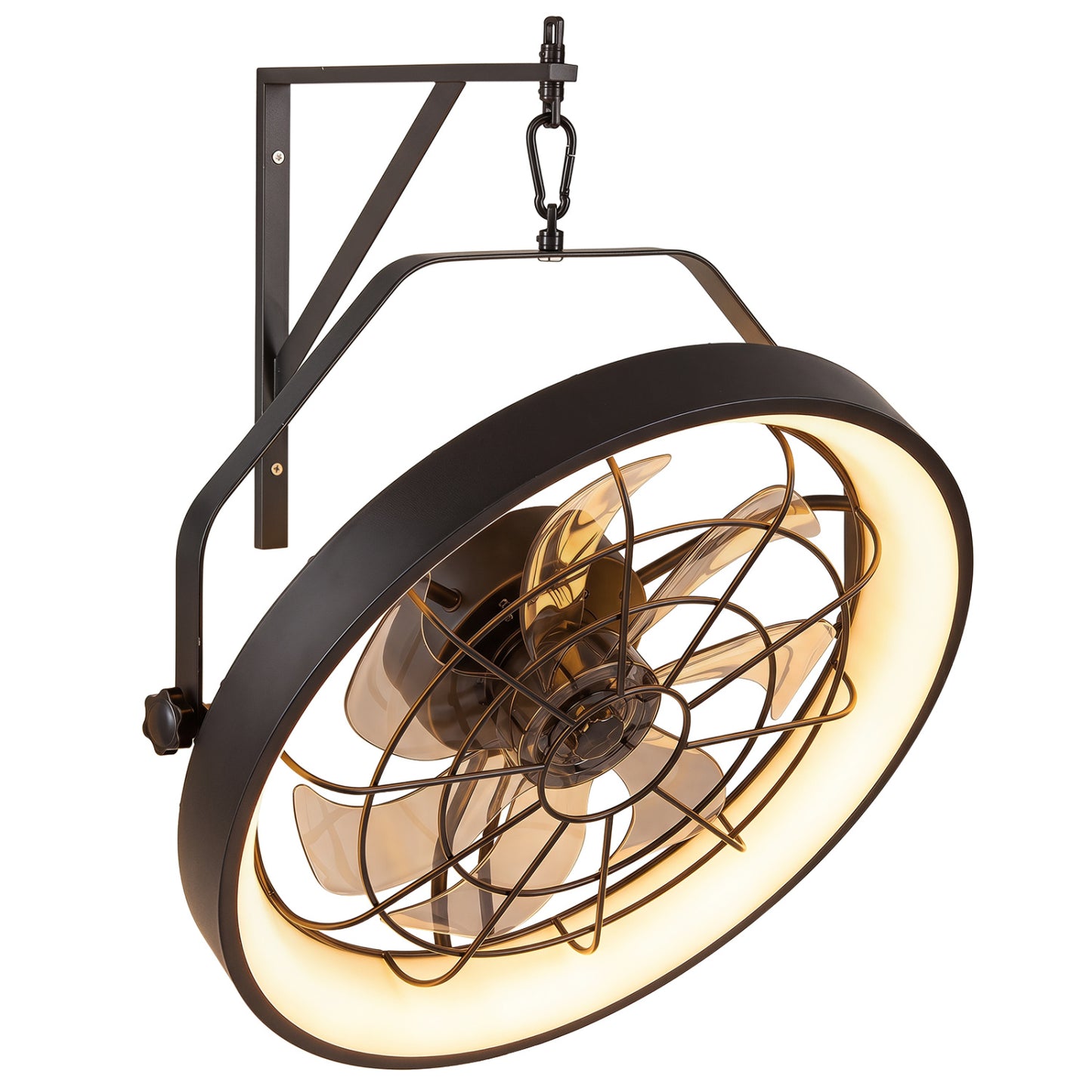 20” Wall Mounted Fan with 3CCT Dimmable LED Light and Timer-Black