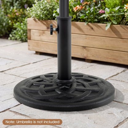 20 lbs Patio Umbrella Base 17" Round with Adapters for 1.5" 1.9" Outdoor Poles-Black