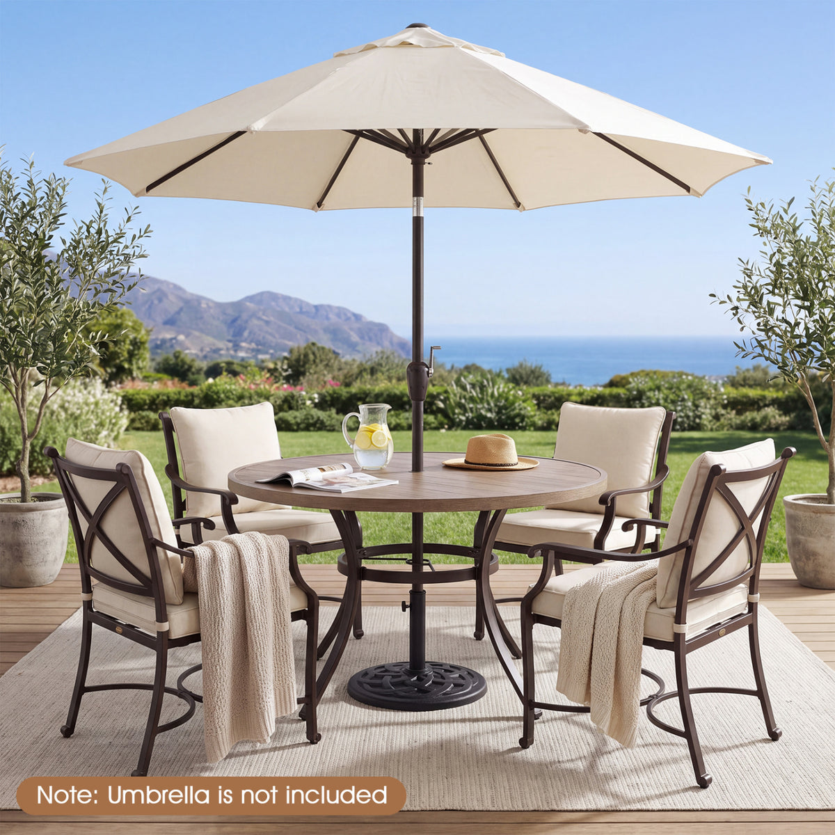 20 lbs Patio Umbrella Base 17" Round with Adapters for 1.5" 1.9" Outdoor Poles-Black