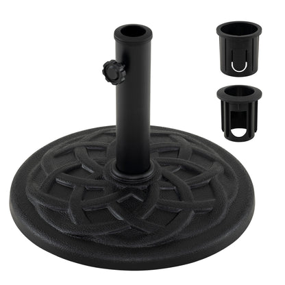 20 lbs Patio Umbrella Base 17" Round with Adapters for 1.5" 1.9" Outdoor Poles-Black