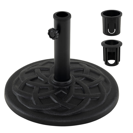 20 lbs Patio Umbrella Base 17" Round with Adapters for 1.5" 1.9" Outdoor Poles-Black