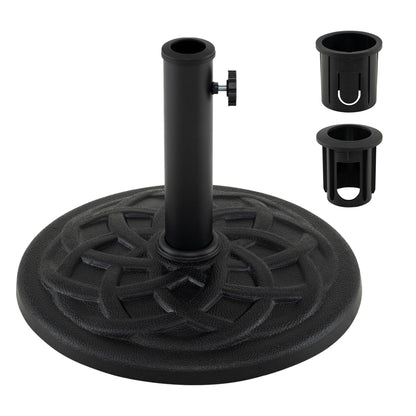 20 lbs Patio Umbrella Base 17" Round with Adapters for 1.5" 1.9" Outdoor Poles-Black
