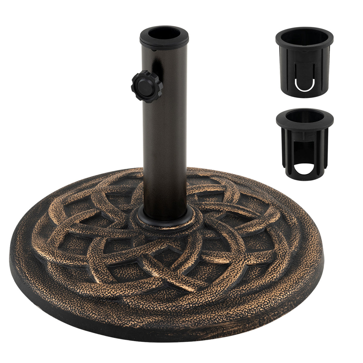 20 lbs Patio Umbrella Base 17" Round with Adapters for 1.5" 1.9" Outdoor Poles-Black