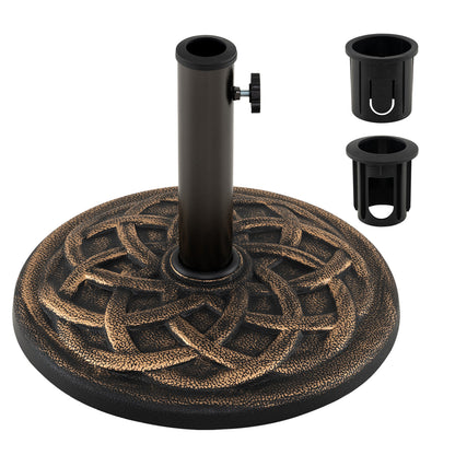 20 lbs Patio Umbrella Base 17" Round with Adapters for 1.5" 1.9" Outdoor Poles-Black