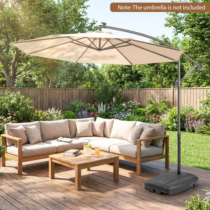 220 LBS Cantilever Patio Umbrella Base Stand with Wheels Fillable offset Umbrella Stand-Black