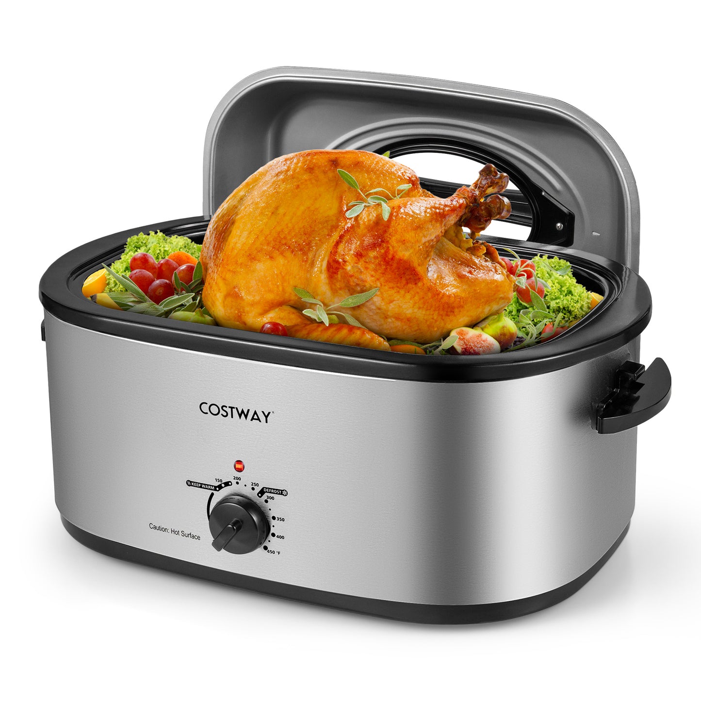 22QT Electric Roaster Oven Turkey Roaster with Visible and Self-Basting Lid-Navy