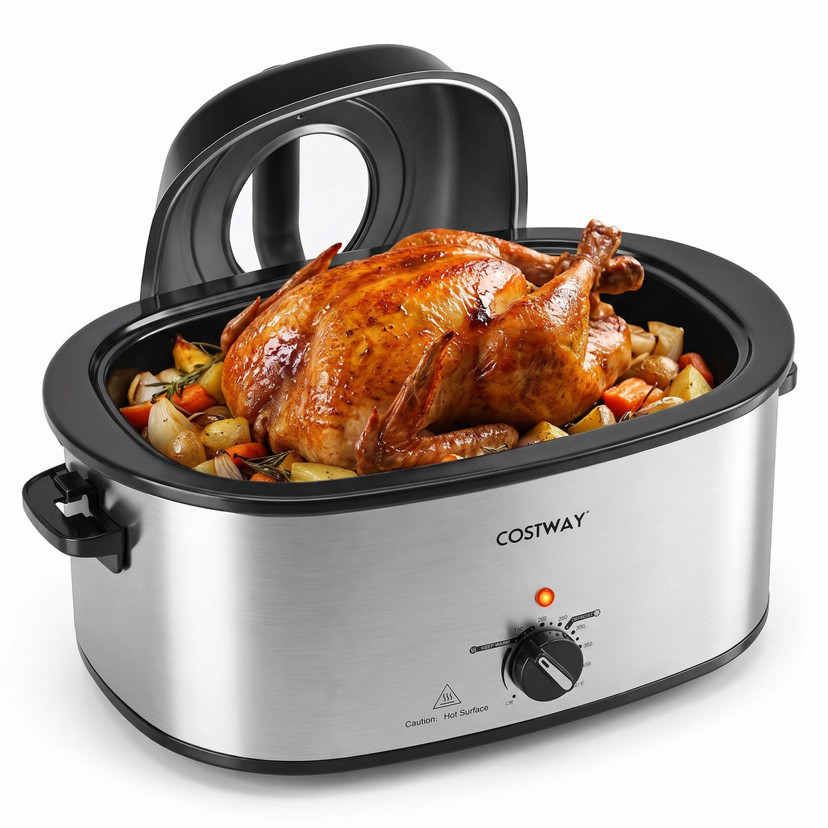 22 QT Electric Roaster Oven with Self-Basting Lid and Removable Pan Rack-Blue