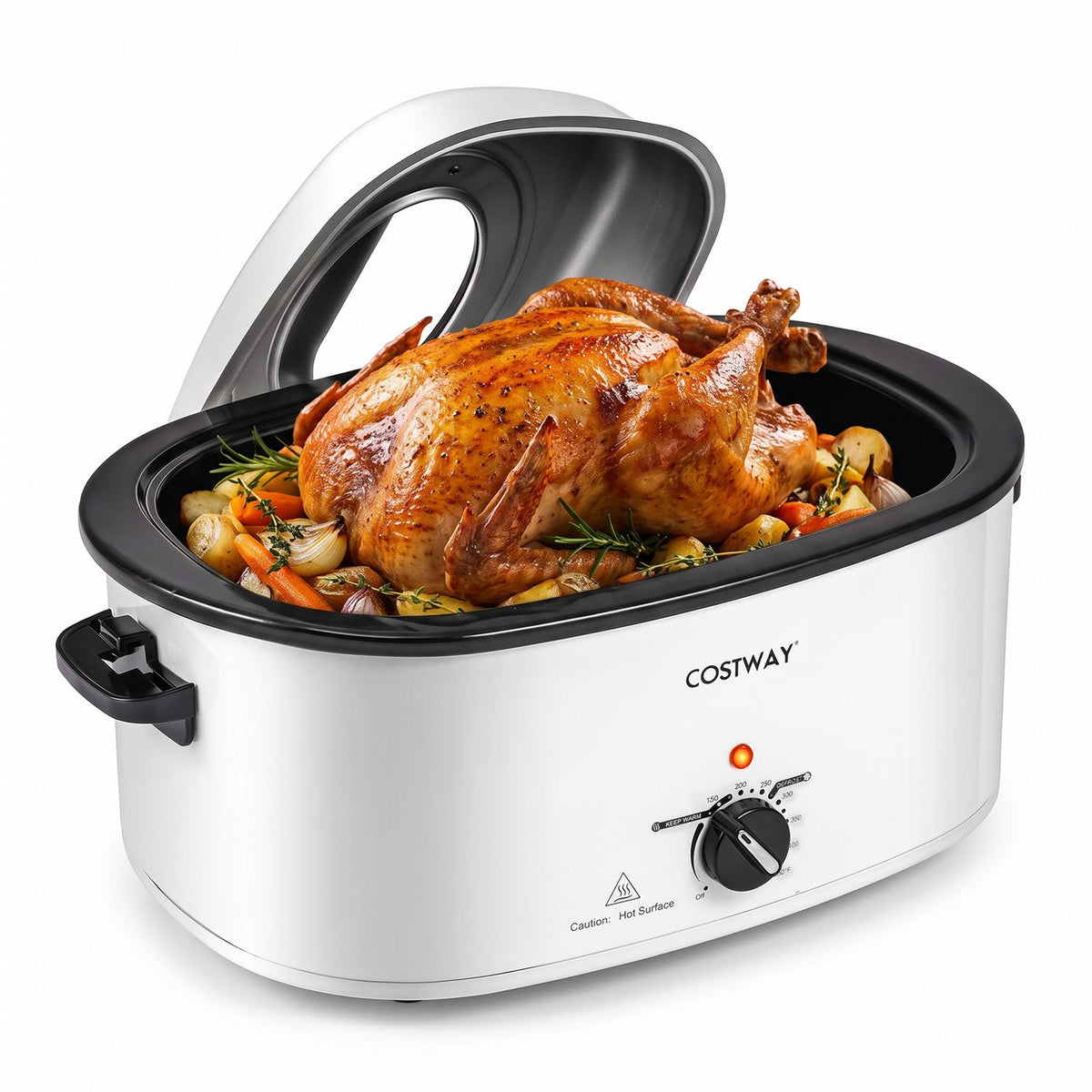 22 QT Electric Roaster Oven with Self-Basting Lid and Removable Pan Rack-Blue