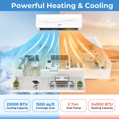 23000 BTU 19 SEER2 208-230V Mini Split Air Conditioner with Heat Pump