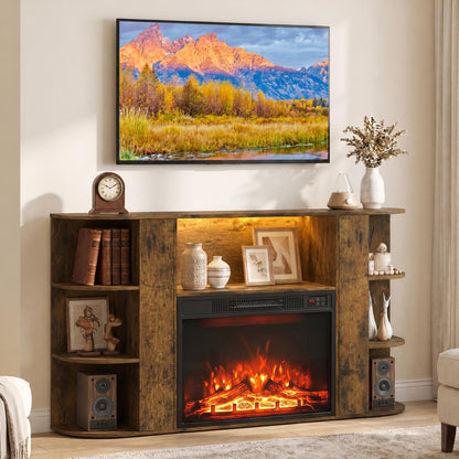23” Electric Fireplace and 50” Fireplace TV Stand with RGB Lights for Living Room-Natural