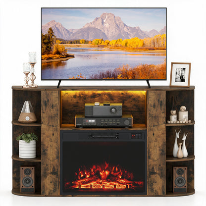 23” Electric Fireplace and 50” Fireplace TV Stand with RGB Lights for Living Room-Natural