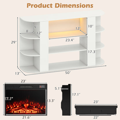 23” Electric Fireplace and 50” Fireplace TV Stand with RGB Lights for Living Room-Natural