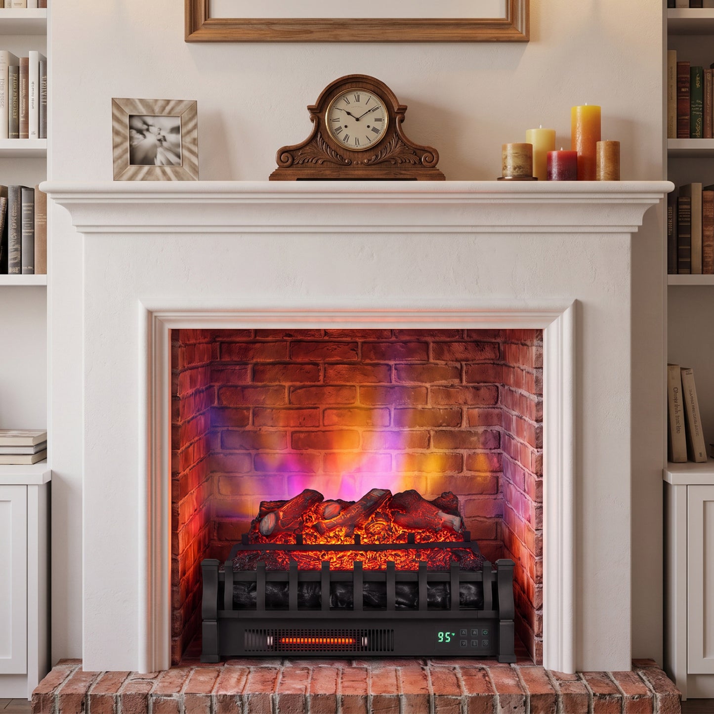 23" WiFi Fireplace Insert Lemonwood Set with App and Remote-Black