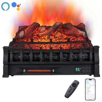 23" WiFi Fireplace Insert Lemonwood Set with App and Remote-Black