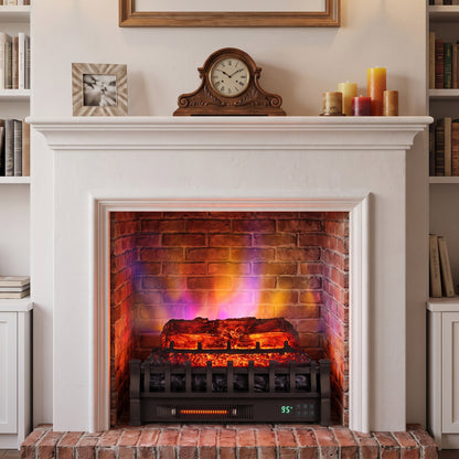 23" WiFi Fireplace Insert Pinewood Set with App and Remote-Black