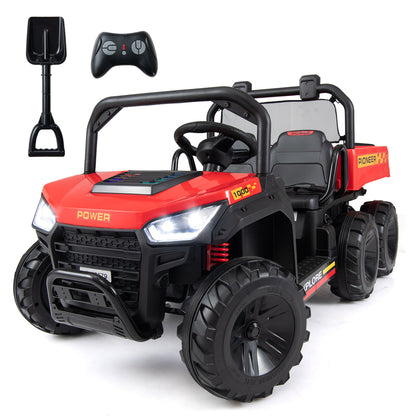 24V 2-Seater Kids Ride on Dump Truck 4WD with Electric Dump Bed and Lights-Navy