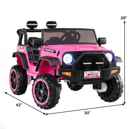 24V 2-Seater Kids Ride On Truck 2WD/4WD with Lockable Doors and Music-Pink