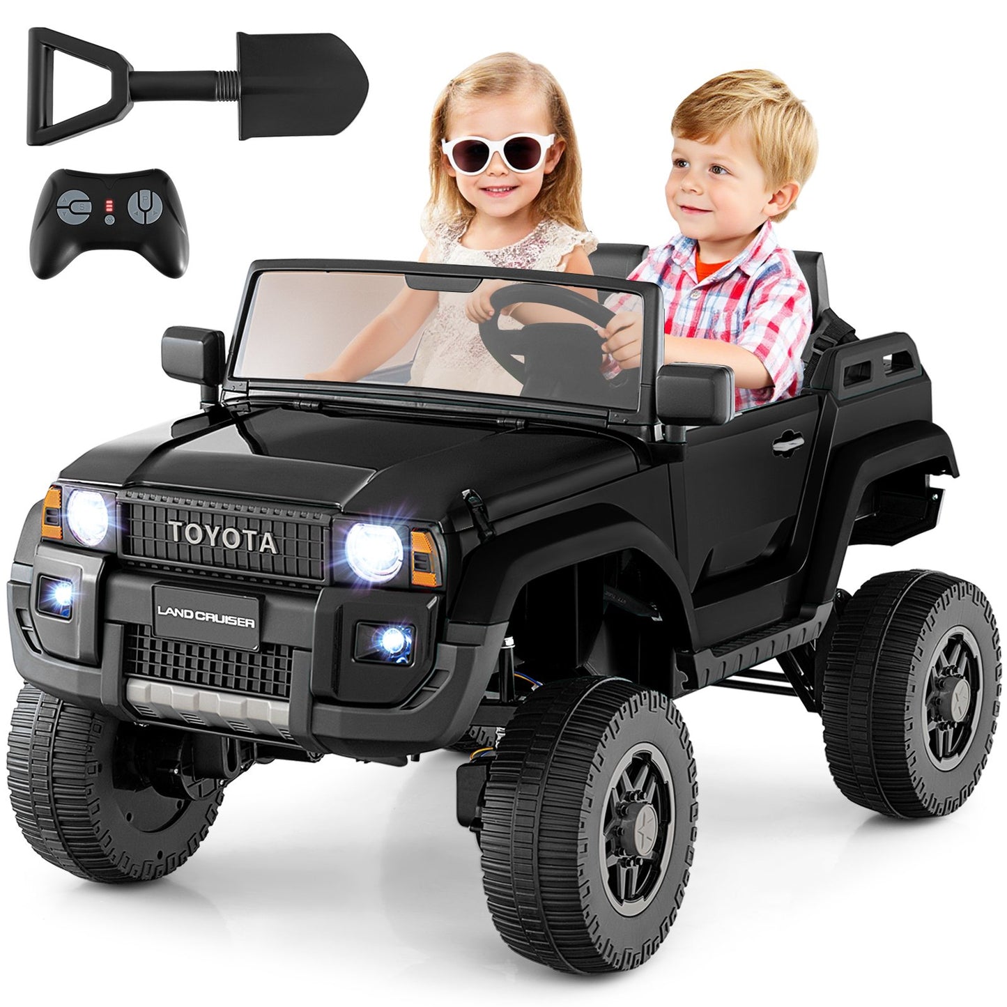 24V 2 Seater Ride on Car 4WD/2WD Switchable for Kids with Remote for Ages 3+-Black