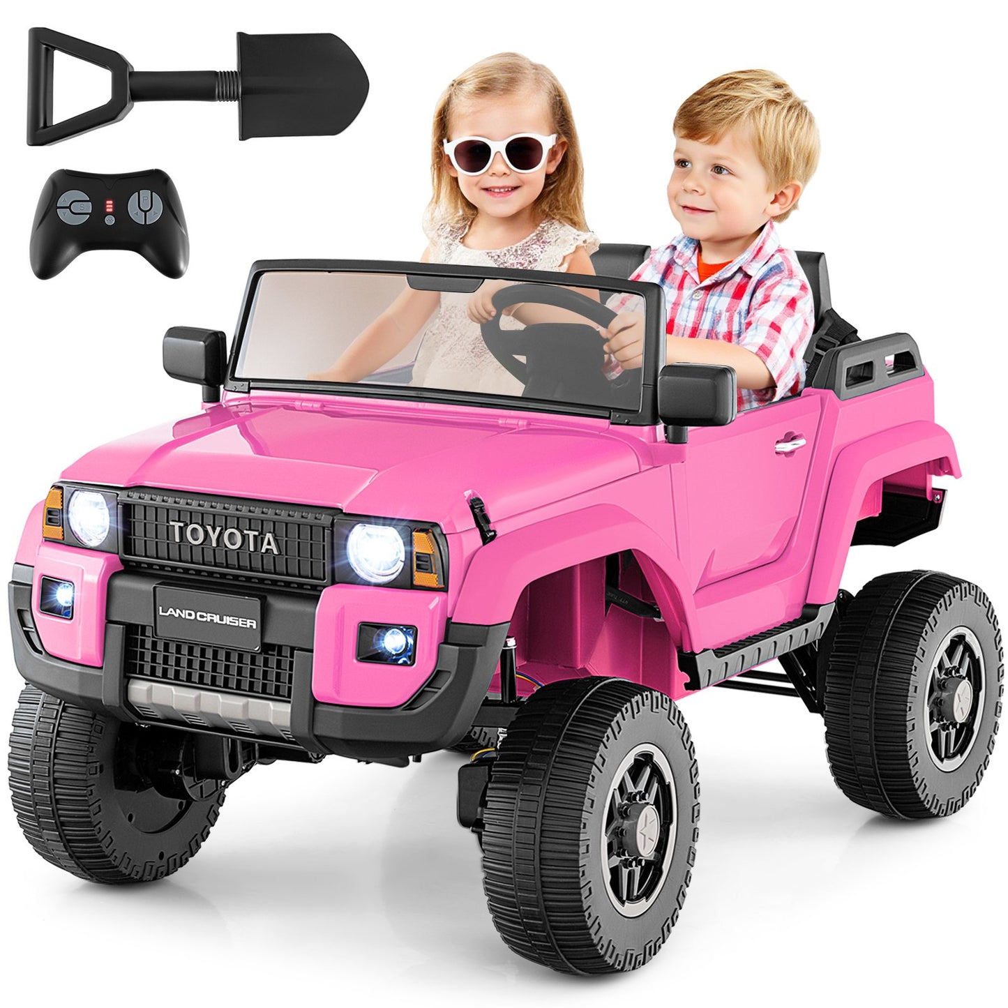 24V 2 Seater Ride on Car 4WD/2WD Switchable for Kids with Remote for Ages 3+-Black