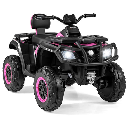 24V Kids ATV 2-Seater with 4 Motors with LED Lights and Music-Black
