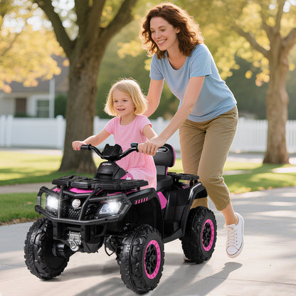 24V Kids ATV 2-Seater with 4 Motors with LED Lights and Music-Black