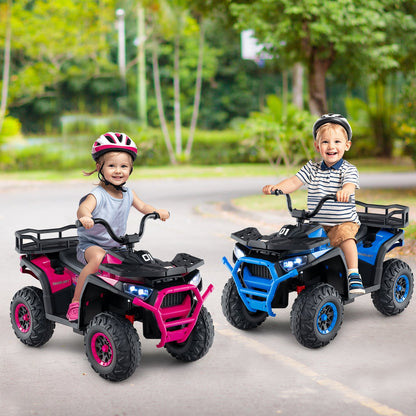 24V Kids Ride on Electric ATV Quad Car with Realistic Sounds and  LED Lights-Black