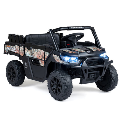 24V Ride On Dump Truck Car Off-Road with Remote Control and Music-Black