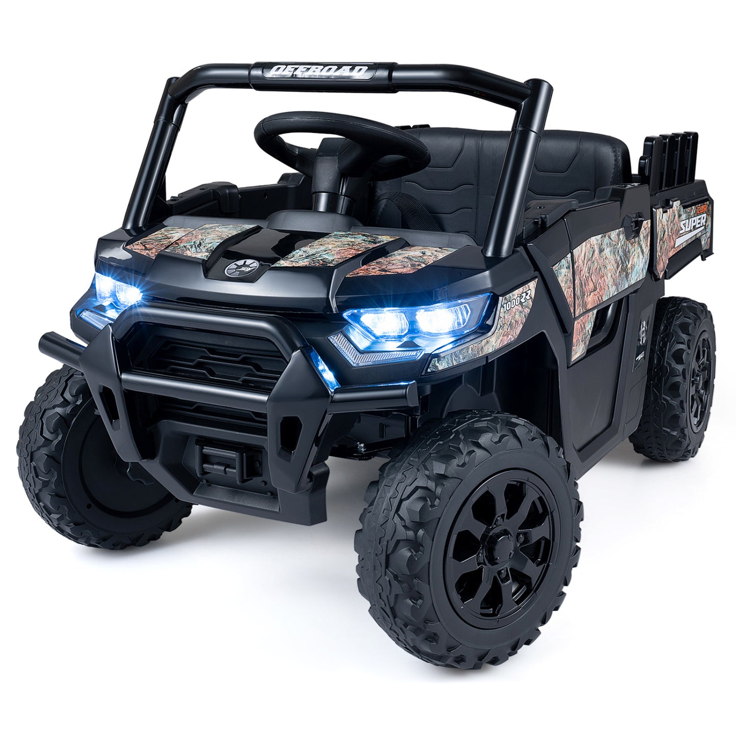 24V Ride On Dump Truck Car Off-Road with Remote Control and Music-Black
