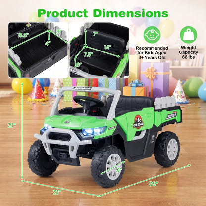 24V Ride On Dump Truck Car Off-Road with Remote Control and Music-Black