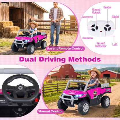 24V Ride On Dump Truck Car Off-Road with Remote Control and Music-Black