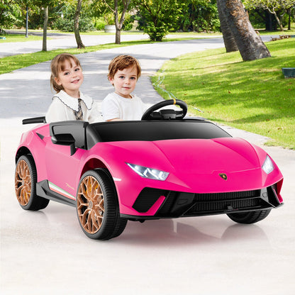 24V Ride-on Car for Kids 4WD 2-Seater Licensed Lamborghini Electric Vehicles with Music-Black