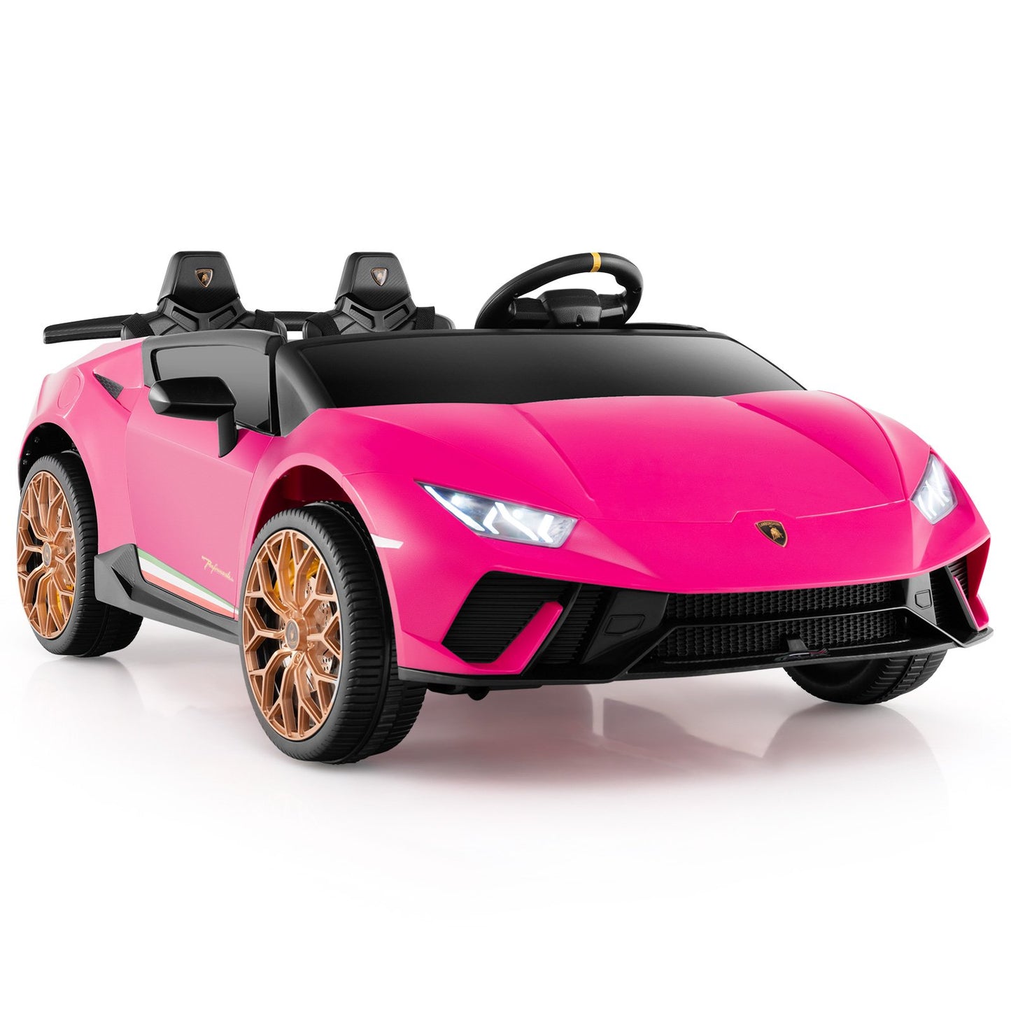 24V Ride-on Car for Kids 4WD 2-Seater Licensed Lamborghini Electric Vehicles with Music-Black