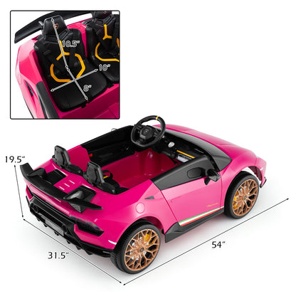 24V Ride-on Car for Kids 4WD 2-Seater Licensed Lamborghini Electric Vehicles with Music-Black