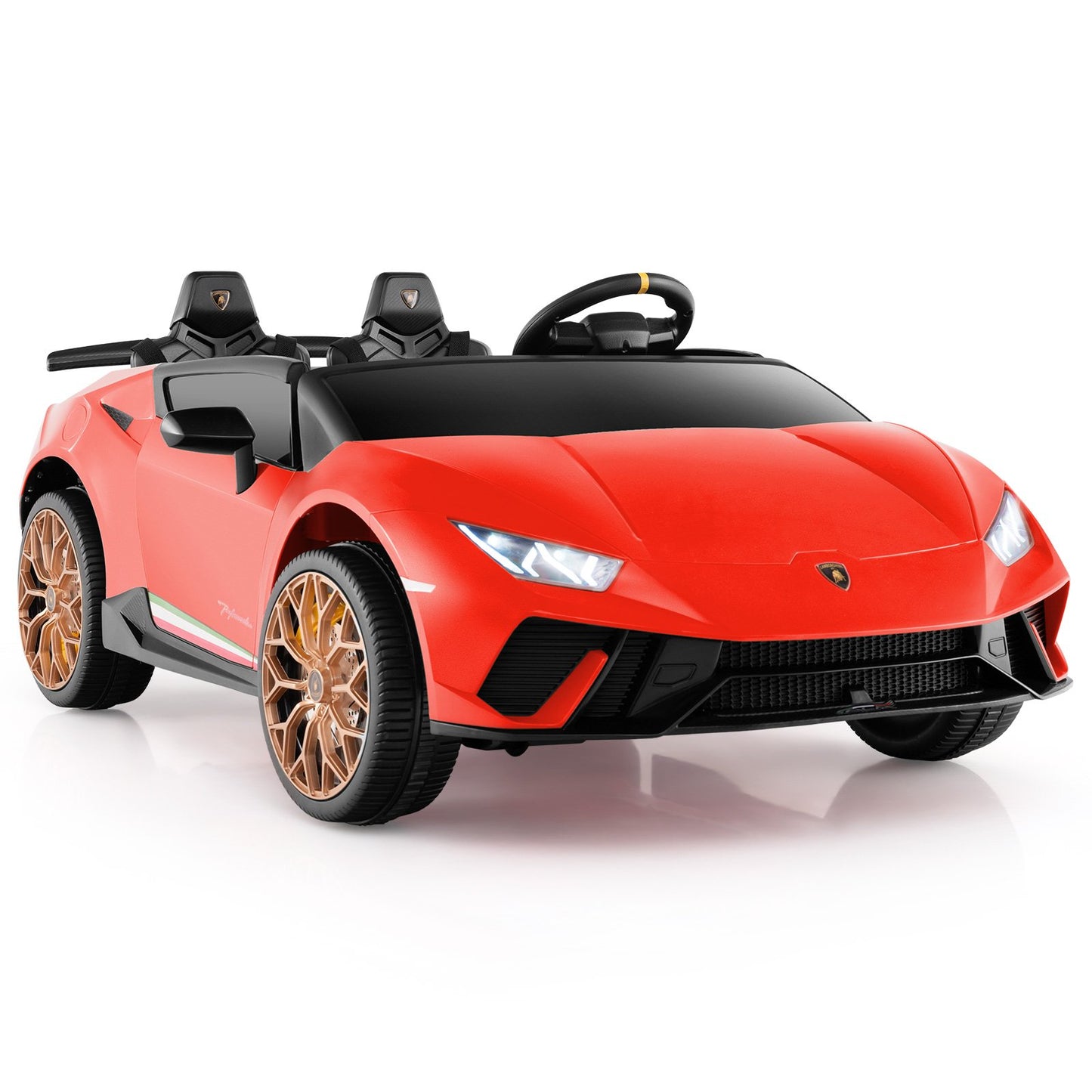 24V Ride-on Car for Kids 4WD 2-Seater Licensed Lamborghini Electric Vehicles with Music-Black