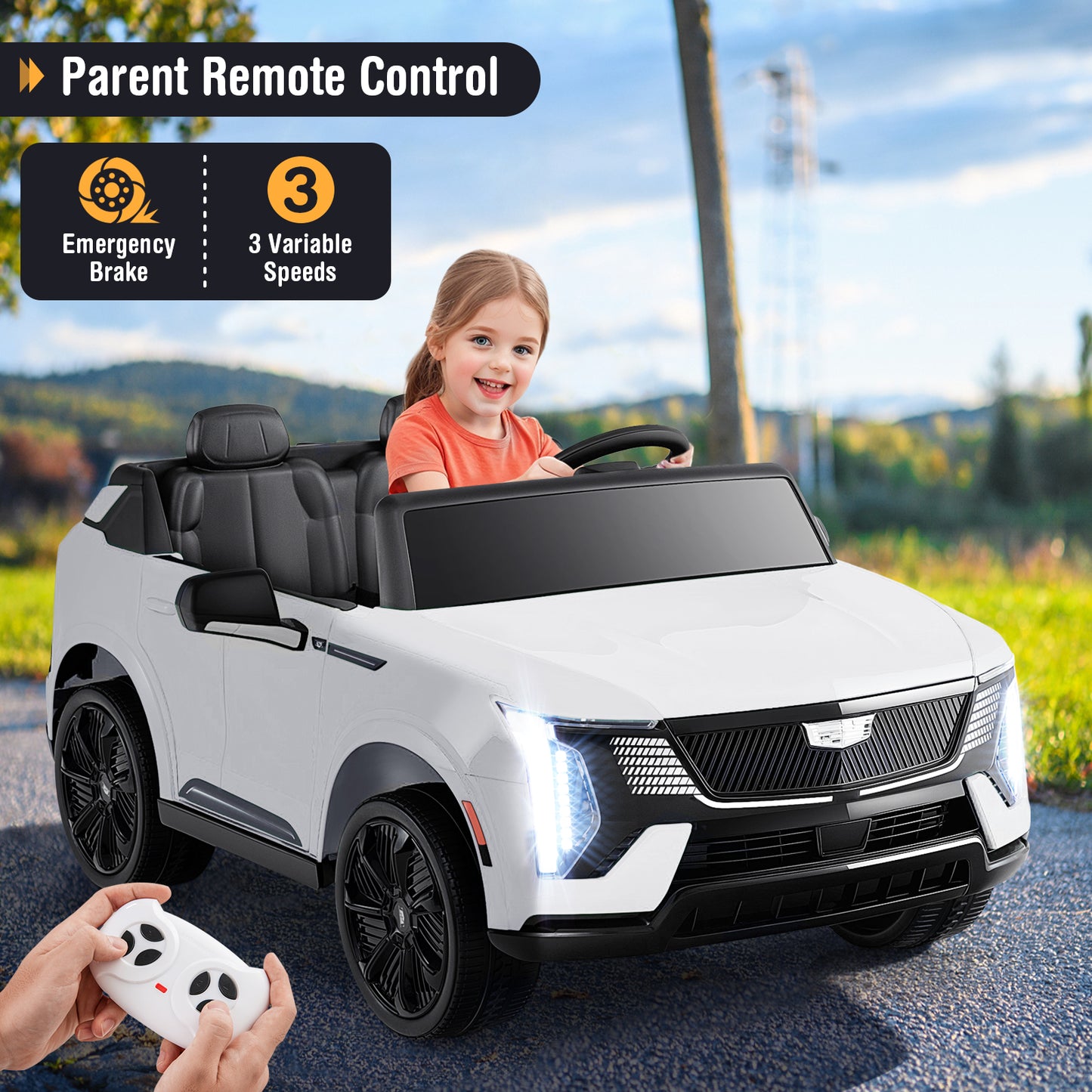 24V Ride on Truck 2-Seater Licensed Cadillac with Remote Control-Black