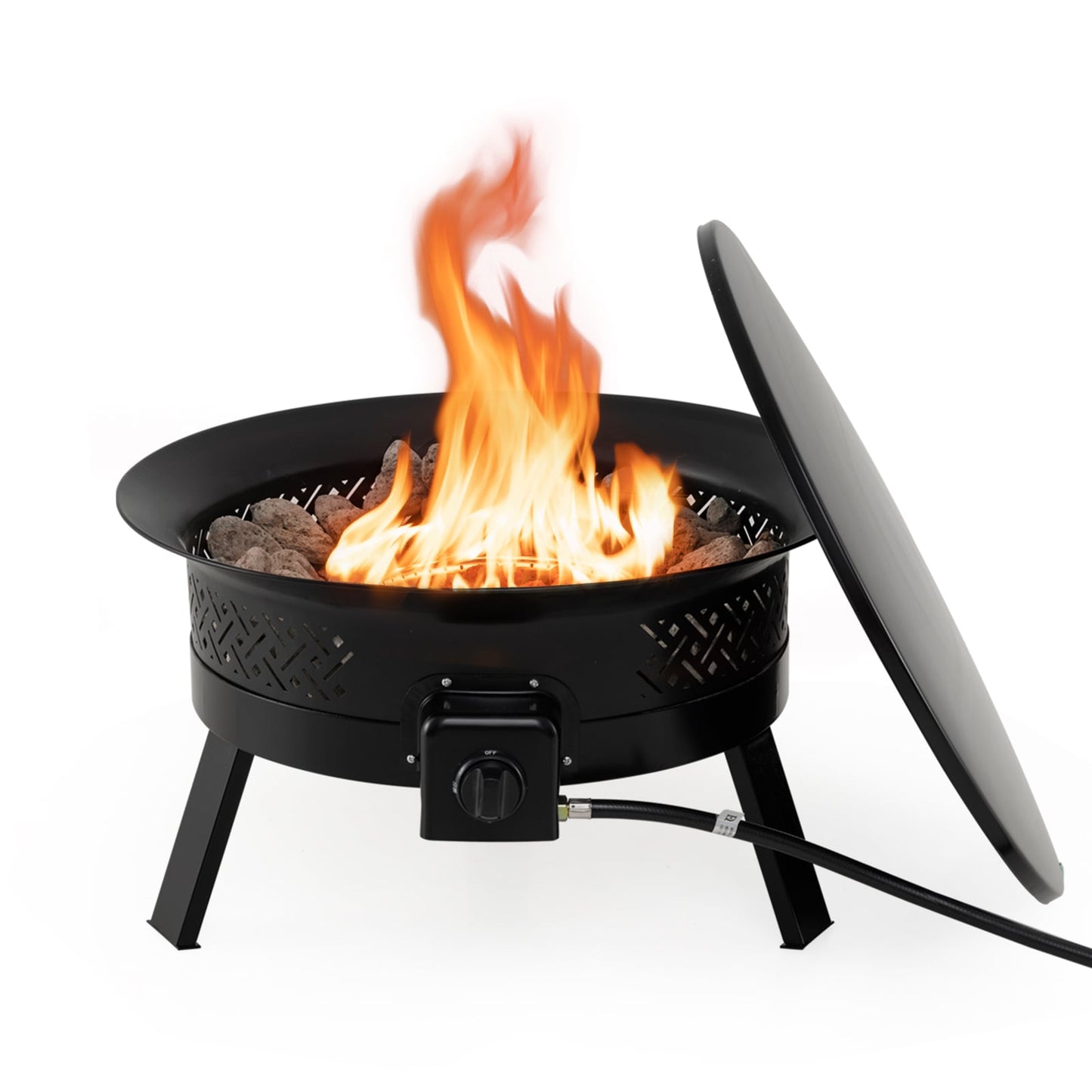 24.5 Inch Portable Propane Fire Pit with Carry Strap and Folding Legs