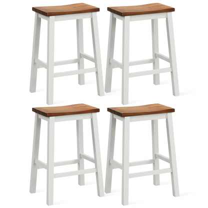 24.5-Inch Set of 4 Saddle Stools Bar Stools with Footrests for Kitchen Island-Walnut & Gray